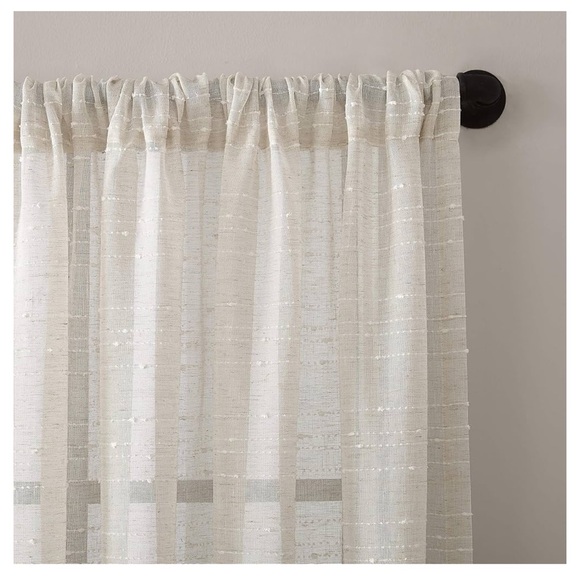 Clean Window Textured Slub Stripe Anti-Dust Allergy/Pet Friendly Sheer Curtains - Picture 2 of 6